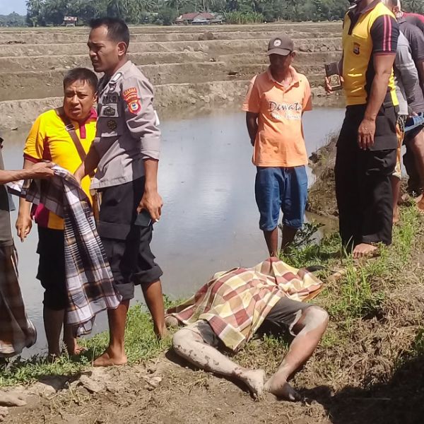 Warga Bontonyeleng yang Ditemukan Meninggal di Tengah Sawah ada Darah keluar dari Hidung