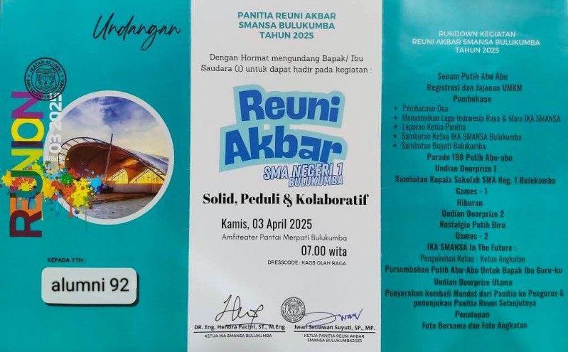 Alumni SMAN 1 Bulukumba Akan Gelar Reuni Akbar, Doorprize Sepeda Motor 