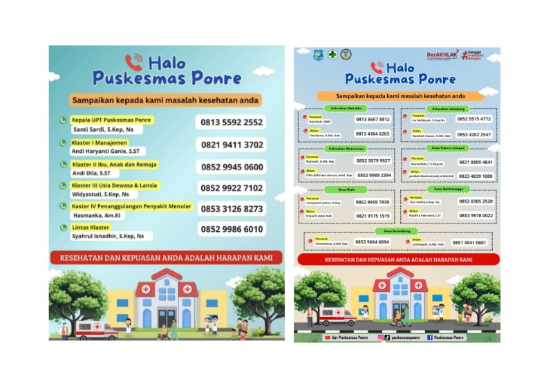 Betuk Pelayanan Terbaik, Puskesmas Ponre Buka Program "Halo Puskesmas Ponre"